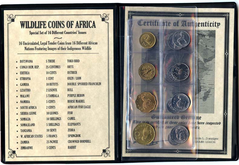 Wildlife Of Africa: Legal Tender Of Sixteen Different African Nations Coin Portfolio Album