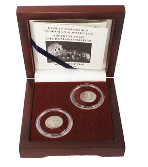 Architects Of The Roman Coliseum: Two Silver Coins Boxed Collection