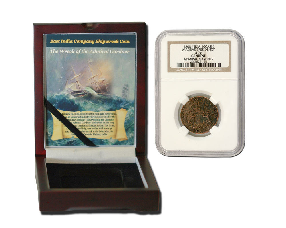 Admiral Gardner Shipwreck Treasure Coin NGC Certified Slab Boxed Coin Collection (High grade)