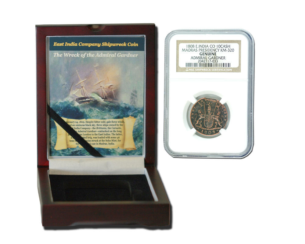 Admiral Gardner Shipwreck Treasure Coin NGC Certified Slab Boxed Coin Collection (Medium grade)