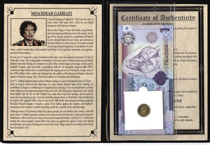 Libyan Dictator Moammar Gadhafi Banknote and Coin Portfolio Album