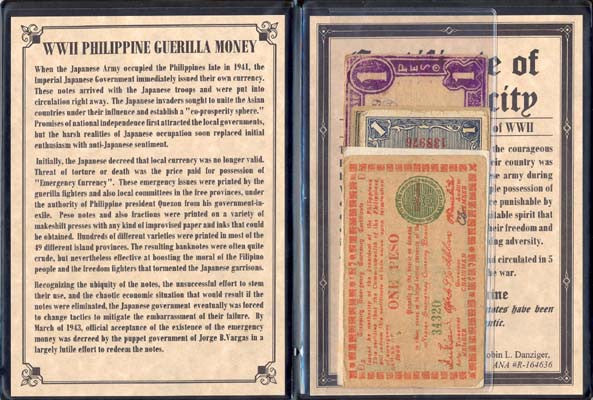 Philippines Guerilla World War Two Banknote Portfolio Album