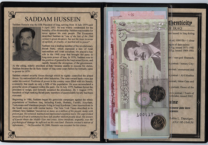 Saddam Hussein: Dictator Of Iraq Banknote and Coin Album