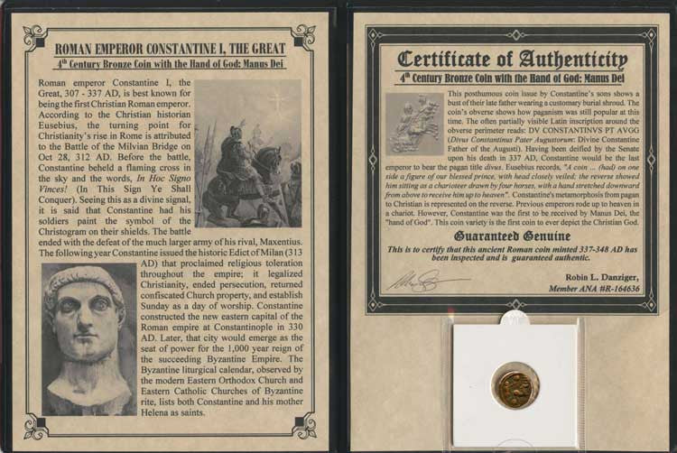 Roman Emperor Constantine "Hand Of God" Coin Portfolio Album