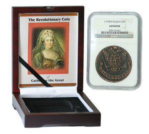 Catherine the Great: Russian Five Kopek in NGC-Certified Slab Boxed Coin Collection (High grade)