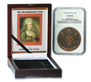 Catherine the Great: Russian Five Kopek in NGC-Certified Slab Boxed Coin Collection (Medium grade)
