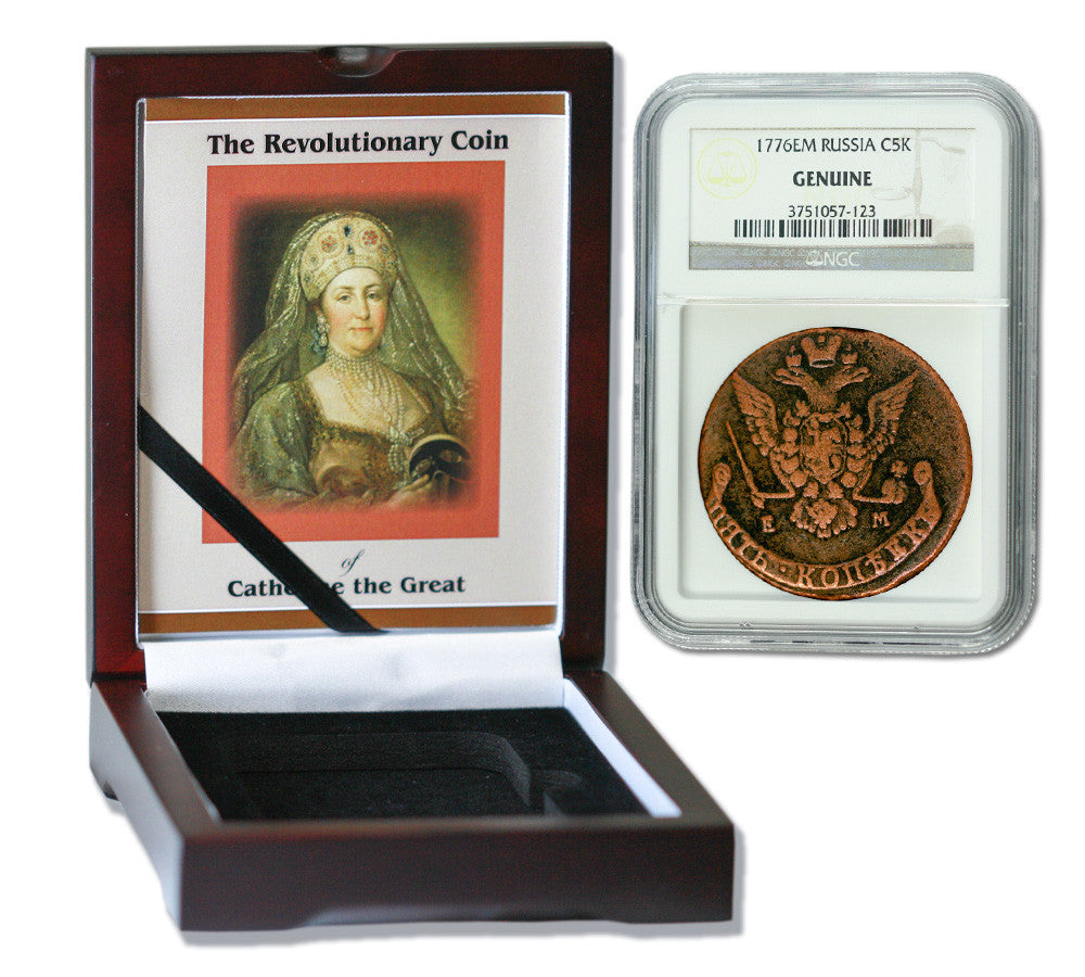 Catherine the Great 1776: Russian Five Kopek in NGC-Certified Slab Boxed Coin Collection (High grade)