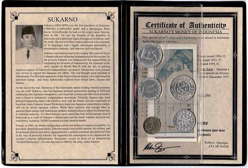 Sukarno: Dictator Of Indonesia Banknote and Coin Portfolio Album