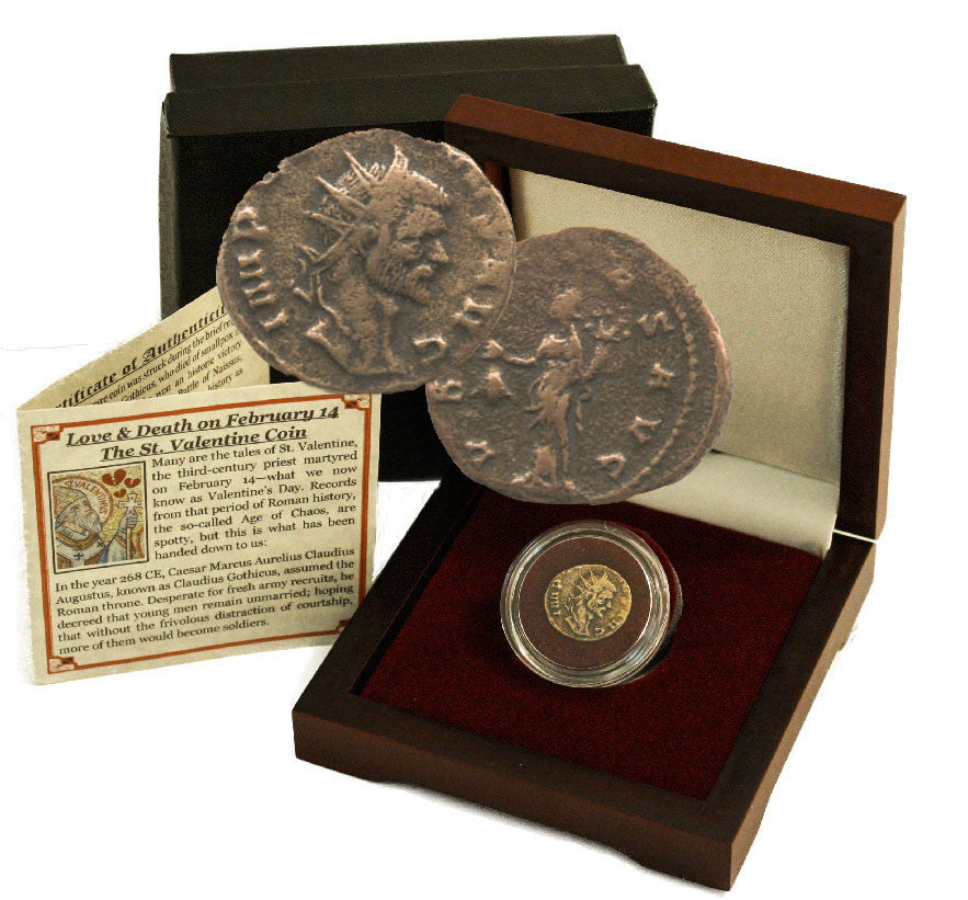 Father of Valentine's Day Box: Bronze Coin of Roman Emperor Claudius II Gothicus Boxed Collection
