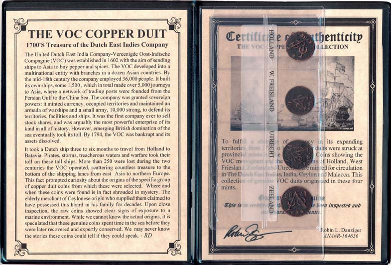 VOC Dutch East Indies Co. Copper Duits Coin Portfolio Album