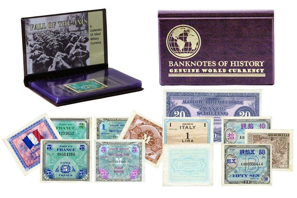 Allied Military Currency 8 Banknote Collection Folio