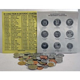 50 different coins from 50 countries