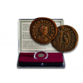 Virgin Mary Coin: Bronze Coin from the Reign of Emperor Arcadius Clear Box